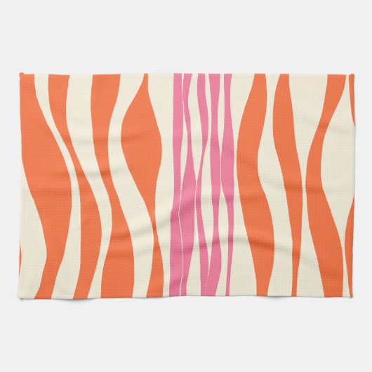 Ebb und Flow - Rosa, Orange und Creme Geschirrtuch (Horizontal)