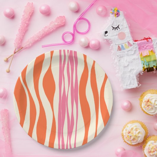 Ebb und Flow - Rosa, Orange und Creme Pappteller (Party)