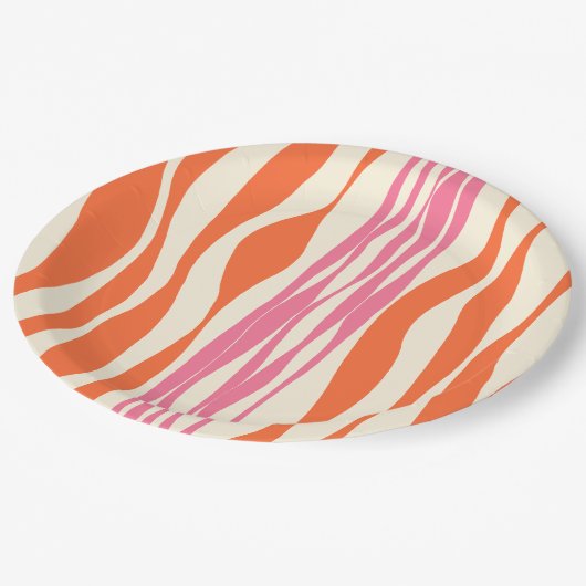 Ebb und Flow - Rosa, Orange und Creme Pappteller (Schrägansicht)