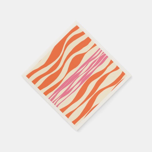Ebb und Flow - Rosa, Orange und Creme Serviette (Ecke)
