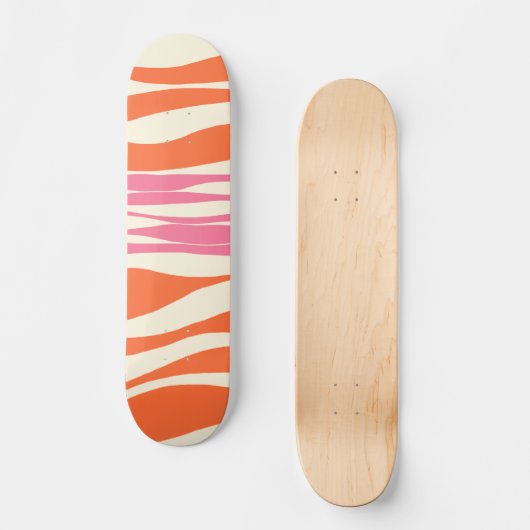 Ebb und Flow - Rosa, Orange und Creme Skateboard (Vorderseite)