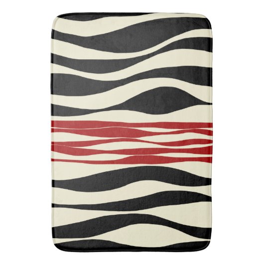 Ebb und Flow - Rot und Creme Badematte (Vorderseite Vertikal)