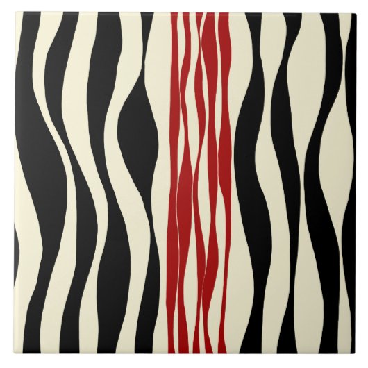 Ebb und Flow - Rot und Creme Fliese (Vorderseite)