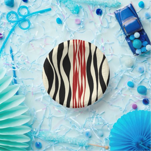 Ebb und Flow - Rot und Creme Pappteller (Party)