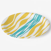 Ebb und Flow - Türkis & Gelb Pappteller (Schrägansicht)