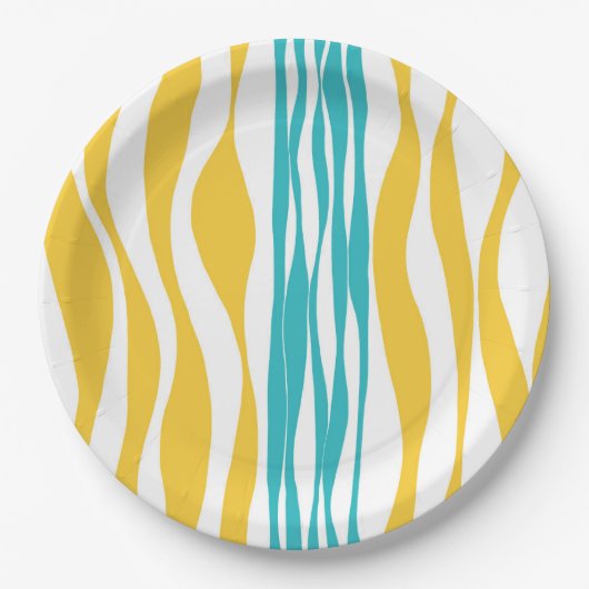 Ebb und Flow - Türkis & Gelb Pappteller (Vorderseite)