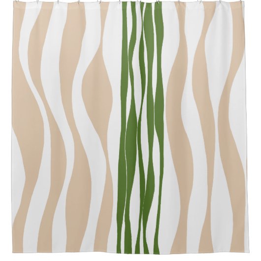 EBB und Flow - Weiß, Sand und Palm grün Duschvorhang (Vorderseite)