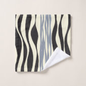 Ebb und Fluss in Schwarz, Grau und Creme Badhandtuch Set (Waschlappen)