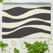 Ebb und Fluss in Schwarz, Grau und Creme Geschirrtuch (Gefaltet)