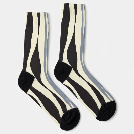 Ebb und Fluss in Schwarz, Grau und Creme Socken (Rechts)