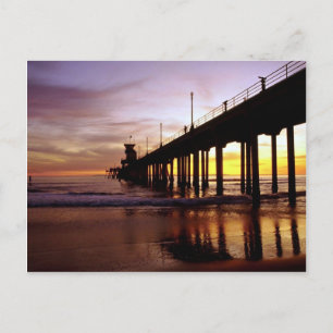 Ebbe-Reflexionen am Sonnenuntergang, Huntington Be Postkarte