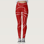 Ebbe und Flut 2 in Rot und Weiß Leggings (Vorderseite)