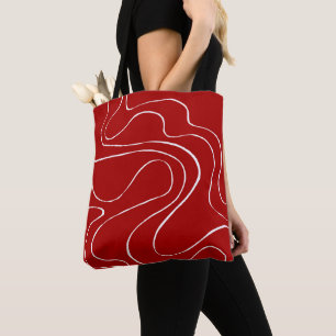 Ebbe und Flut 2 in Rot und Weiß Tasche