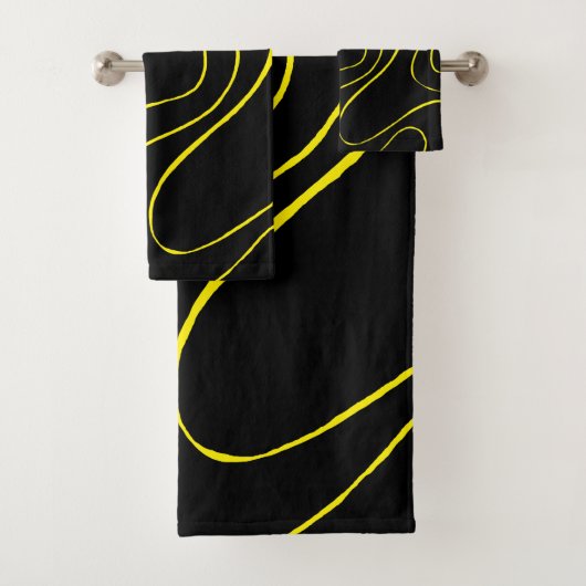 Ebbe und Flut 2 in Schwarz und Gelb Badhandtuch Set (Insitu)