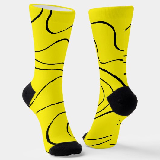 Ebbe und Flut 2 in Schwarz und Gelb Socken (Gewinkelt)