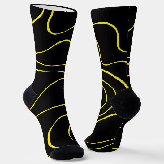 Ebbe und Flut 2 in Schwarz und Gelb Socken (Gewinkelt)