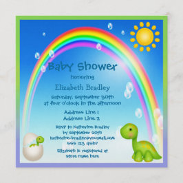 Eben ausgebrütete Dinosaurier-Regenbogen-Babyparty Einladung