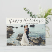 Eben verheiratetes glückliches feiertagskarte (Stehend Vorderseite)