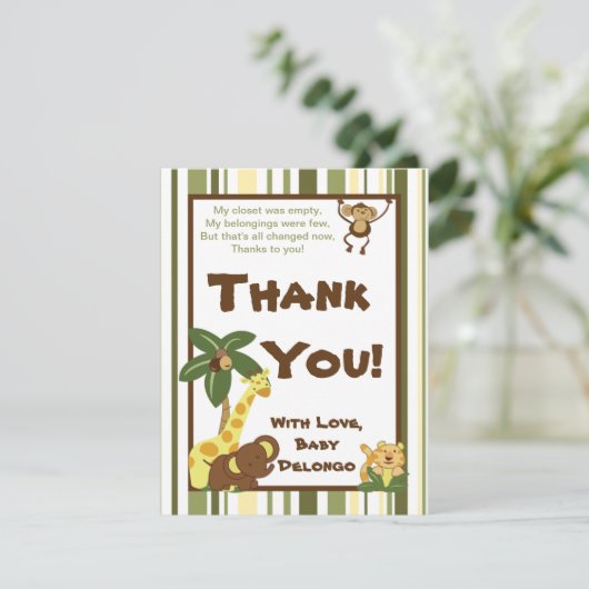 EBENE 4x5 danken Ihnen, Dschungel-Babys zu Dankeskarte (Stehend Vorderseite)