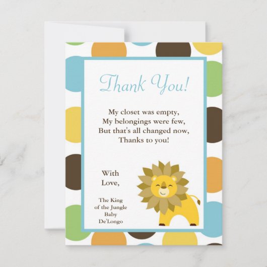 EBENE 4x5 danken Ihnen, Dschungel-König Lion Dankeskarte (Vorderseite)