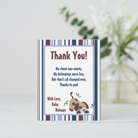 EBENE 4x5 danken Ihnen, Lil Liga-Hündchen zu Dankeskarte (Stehend Vorderseite)