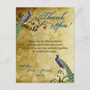 EBENE 4x5 danken Ihnen, Pfau-Vintage Federn zu Dankeskarte