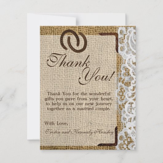 EBENE 4x5 danken Ihnen, Pferdeschuhe auf Dankeskarte (Vorderseite)