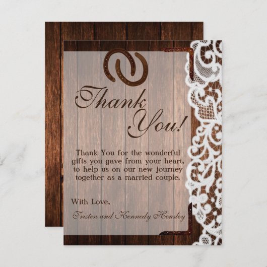 EBENE 4x5 danken Ihnen, Pferdeschuhe auf Dankeskarte (Vorne/Hinten)