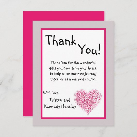 EBENE 4x5 danken Ihnen, rosa Dankeskarte (Vorne/Hinten)