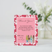 EBENE 4x5 danken Ihnen, rosa hawaiisches Luau Dankeskarte (Stehend Vorderseite)