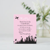 EBENE 4x5 danken Ihnen, rosa Stadt-Linie zu Dankeskarte (Stehend Vorderseite)