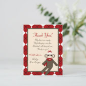 EBENE 4x5 danken Ihnen, rote Socken-Affe-Raute zu Dankeskarte (Stehend Vorderseite)