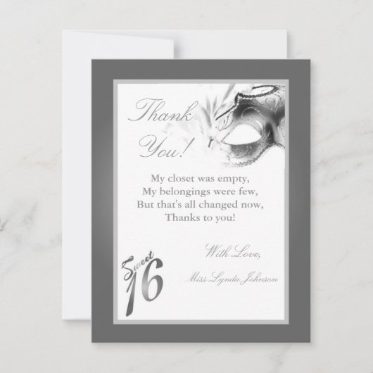 EBENE 4x5 danken Ihnen, silbernes Party des Dankeskarte (Vorderseite)