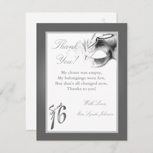 EBENE 4x5 danken Ihnen, silbernes Party des Dankeskarte (Vorne/Hinten)