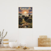 Ebene der Krüge Laos Vintage Reise Poster (Küche)