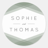 Ebene Grüne Layered Geometric Wedding Runder Aufkleber (Vorderseite)