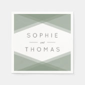 Ebene Grüne Layered Geometric Wedding Serviette (Vorderseite)