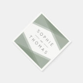 Ebene Grüne Layered Geometric Wedding Serviette (Ecke)