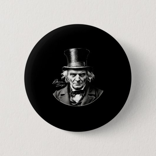 Ebeneezer Scrooge Rtrait mit Unterschrift Button (Vorderseite)