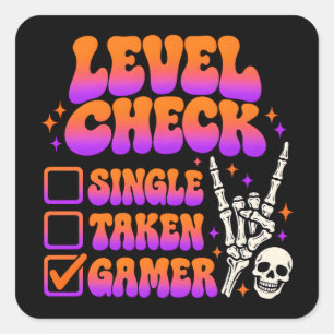 Ebenen-Check-Gamer-Humor für Gaming-Fans Quadratischer Aufkleber