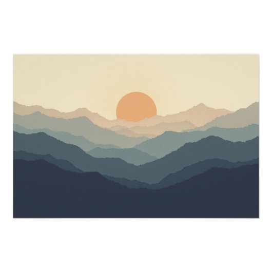 Ebenen der Ruhe - Minimalistischer Sonnenuntergang Poster (Vorderseite)