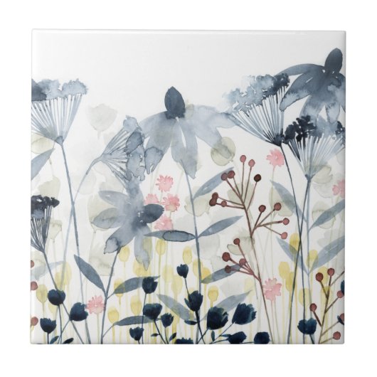 Ebenen Garten - Aquarellfarben - Blume Fliese (Vorderseite)