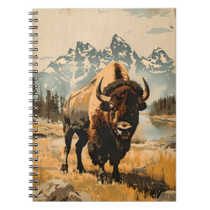 Ebenen Majestät: Vintage Bison Illustration Notizblock
