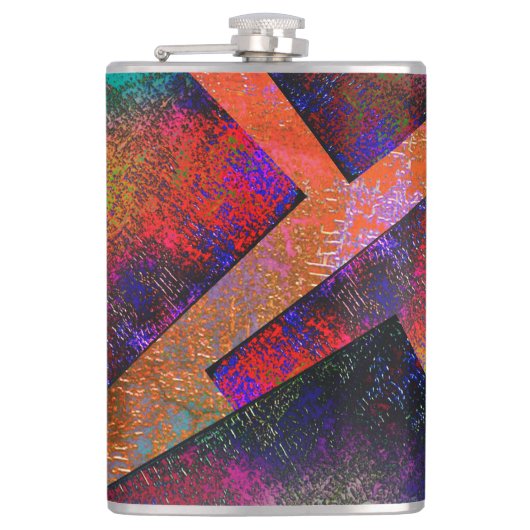 Ebenen von rustikalen farbigen Bildern ungleichmäß Flachmann (Vorderseite)