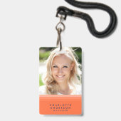 Ebenes Orange und blaues Foto Ausweis (Vorderseite mit Lanyard)