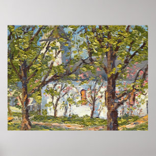 Ebenezer-Kirche in Blues Pinks Greens Oranges Poster