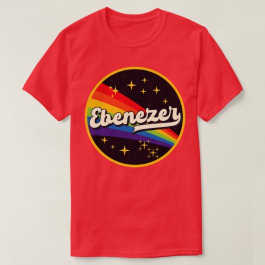 Ebenezer Regenbogen im Vintagen Weltraumstil T-Shirt (Design vorne)