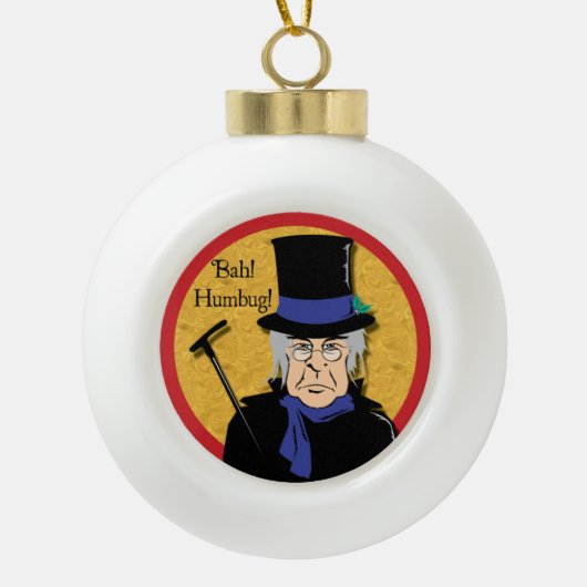 Ebenezer Scrooge Bah! Humbug! Keramik Kugel-Ornament (Vorderseite)