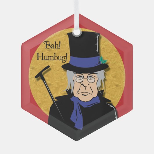 Ebenezer Scrooge Bah! Humbug! Metallverzierung Ornament Aus Glas (Vorderseite)