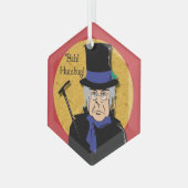 Ebenezer Scrooge Bah! Humbug! Metallverzierung Ornament Aus Glas (Vorderseite Links)